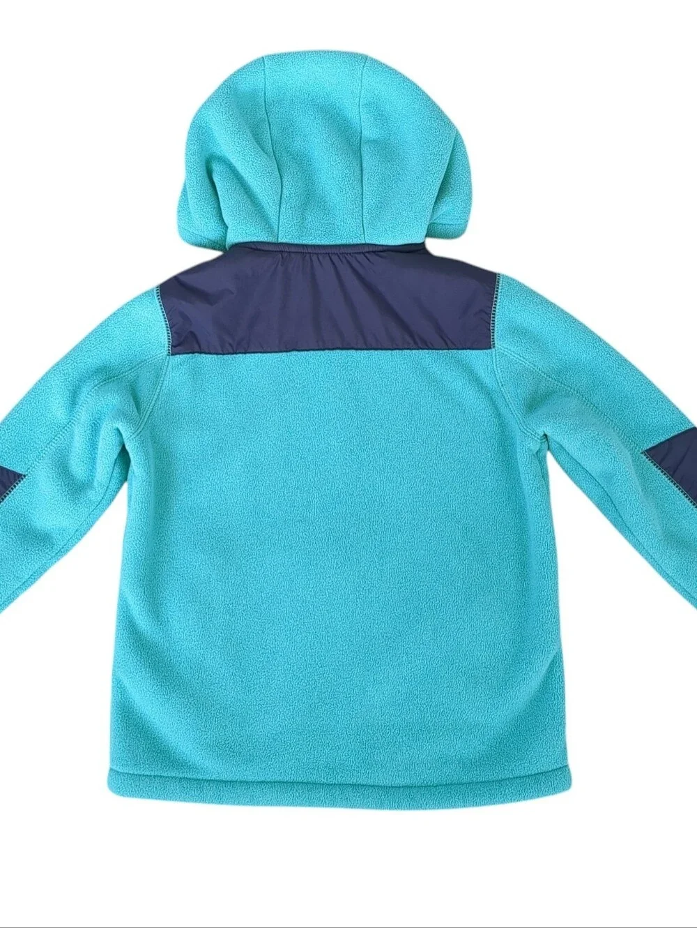 Lands' End Girls Hooded Fleece Jacket Sherpa Lined Turquoise Blue Size S/8